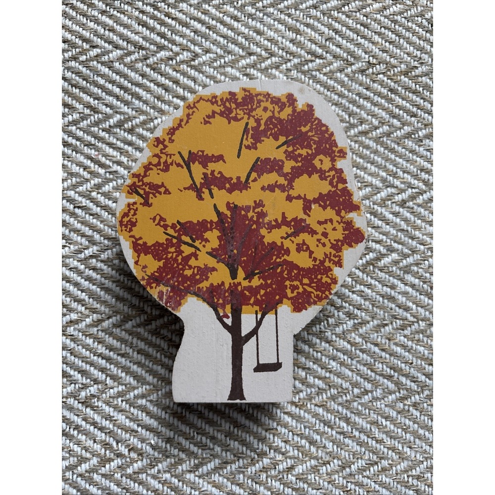 The Cat's Meow Fall Tree With Swing 2 Sided Wooden Shelf Sitter 1995